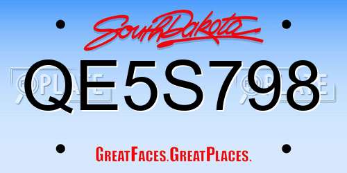 QE5S798 South Dakota License Plate