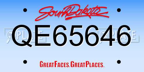 QE65646 South Dakota License Plate