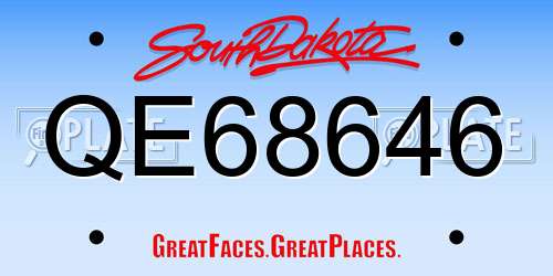 QE68646 South Dakota License Plate