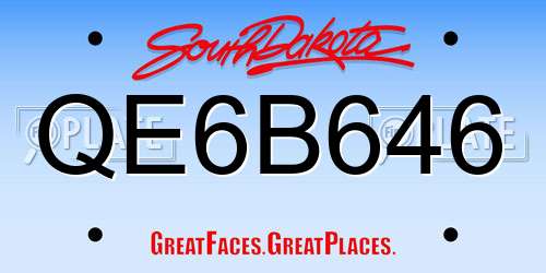 QE6B646 South Dakota License Plate