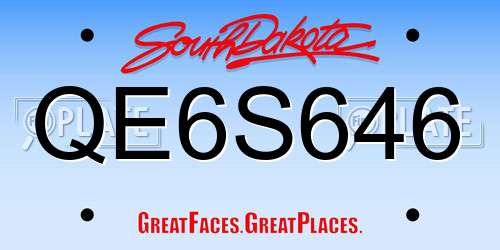 QE6S646 South Dakota License Plate