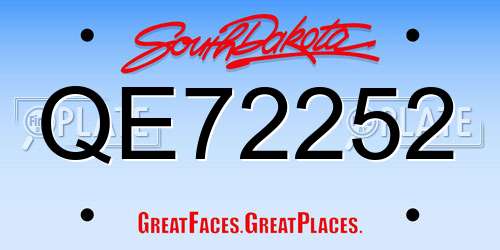 QE72252 South Dakota License Plate