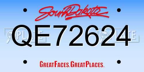 QE72624 South Dakota License Plate
