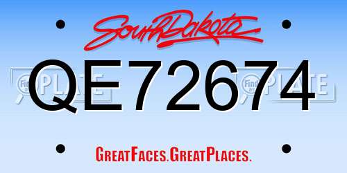QE72674 South Dakota License Plate