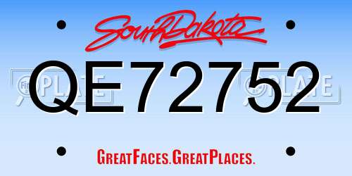 QE72752 South Dakota License Plate
