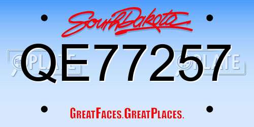 QE77257 South Dakota License Plate