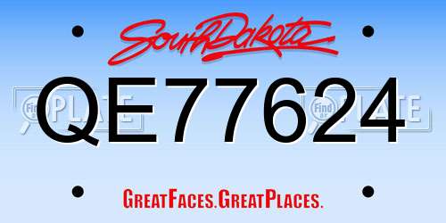 QE77624 South Dakota License Plate