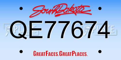 QE77674 South Dakota License Plate