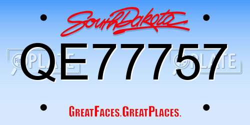 QE77757 South Dakota License Plate