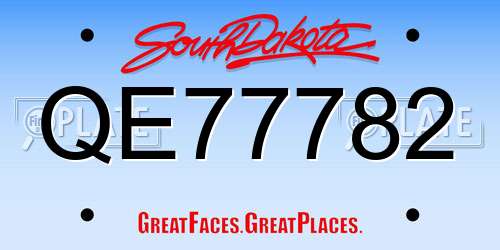 QE77782 South Dakota License Plate