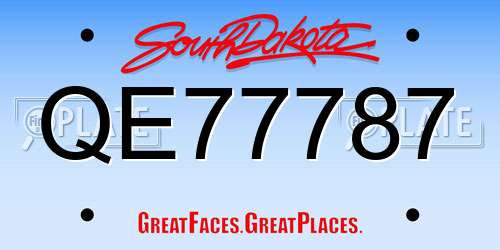 QE77787 South Dakota License Plate