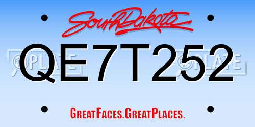 QE7T252 South Dakota License Plate