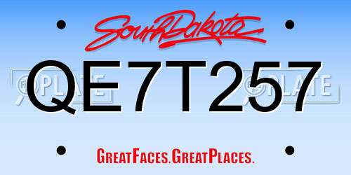 QE7T257 South Dakota License Plate