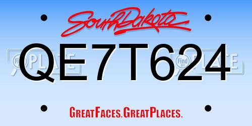 QE7T624 South Dakota License Plate