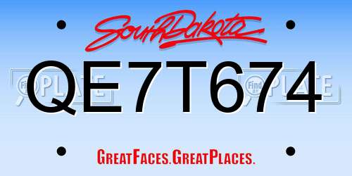QE7T674 South Dakota License Plate