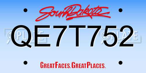 QE7T752 South Dakota License Plate