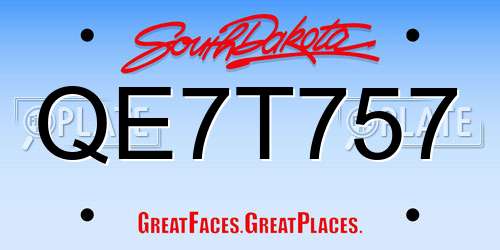 QE7T757 South Dakota License Plate