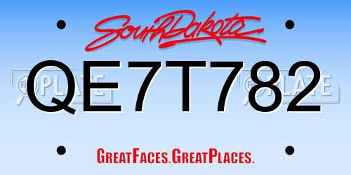 QE7T782 South Dakota License Plate