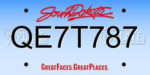 QE7T787 South Dakota License Plate