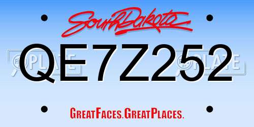 QE7Z252 South Dakota License Plate