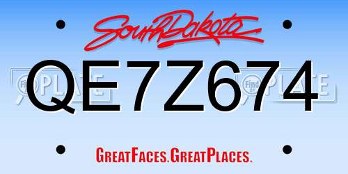 QE7Z674 South Dakota License Plate