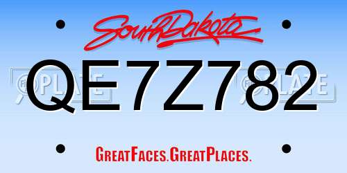 QE7Z782 South Dakota License Plate
