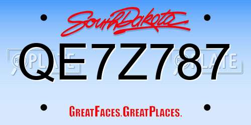 QE7Z787 South Dakota License Plate