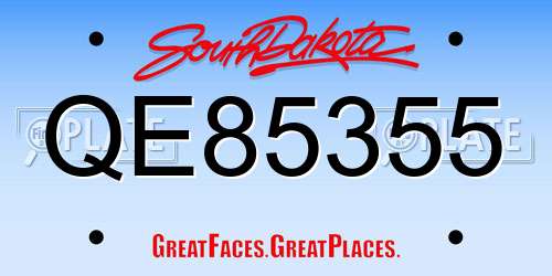 QE85355 South Dakota License Plate