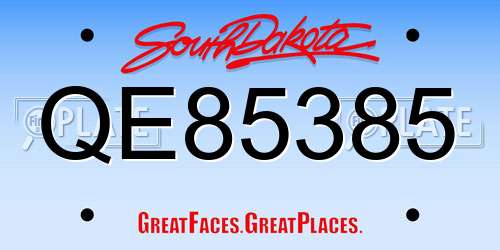 QE85385 South Dakota License Plate