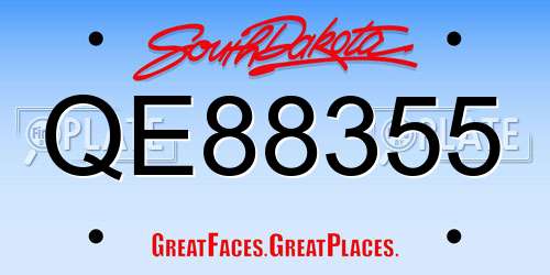 QE88355 South Dakota License Plate