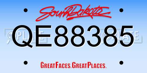 QE88385 South Dakota License Plate