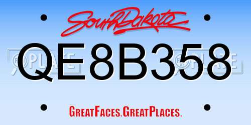 QE8B358 South Dakota License Plate