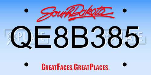 QE8B385 South Dakota License Plate