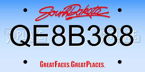 QE8B388 South Dakota License Plate