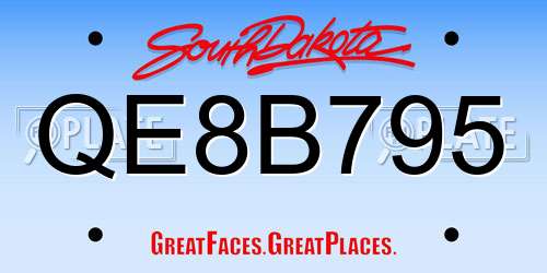 QE8B795 South Dakota License Plate