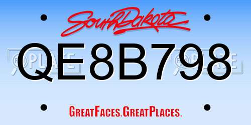 QE8B798 South Dakota License Plate