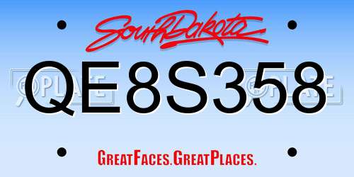 QE8S358 South Dakota License Plate
