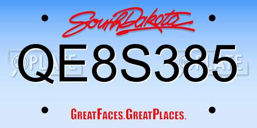QE8S385 South Dakota License Plate