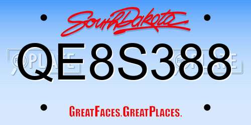 QE8S388 South Dakota License Plate
