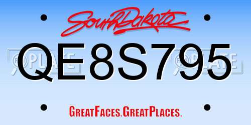 QE8S795 South Dakota License Plate