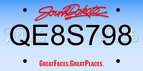 QE8S798 South Dakota License Plate