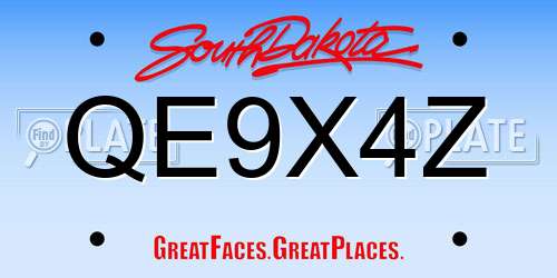 QE9X4Z South Dakota License Plate