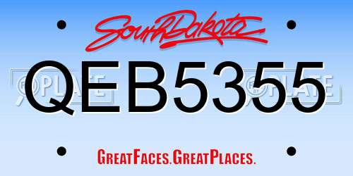 QEB5355 South Dakota License Plate