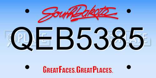 QEB5385 South Dakota License Plate