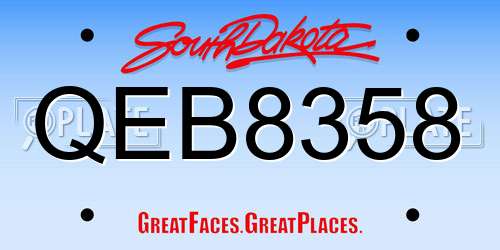 QEB8358 South Dakota License Plate