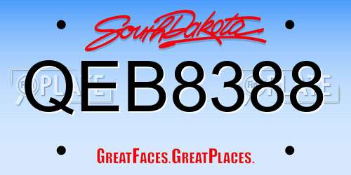 QEB8388 South Dakota License Plate
