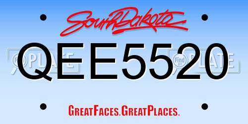 QEE5520 South Dakota License Plate