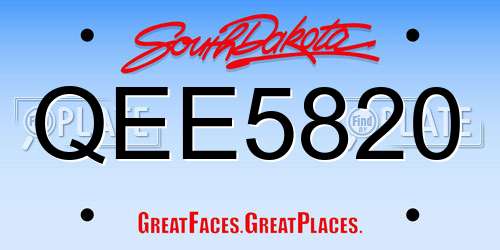 QEE5820 South Dakota License Plate