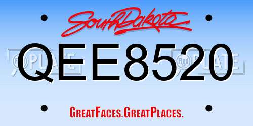 QEE8520 South Dakota License Plate