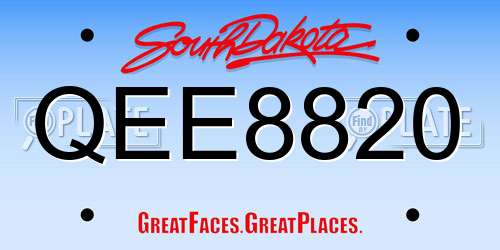 QEE8820 South Dakota License Plate
